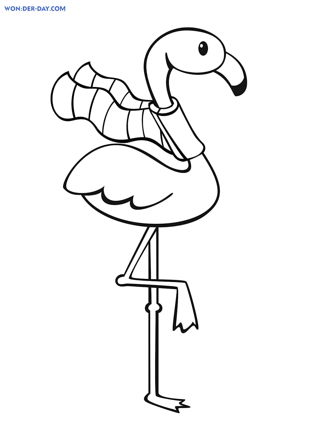 Flamingo in a Scarf Coloring Page