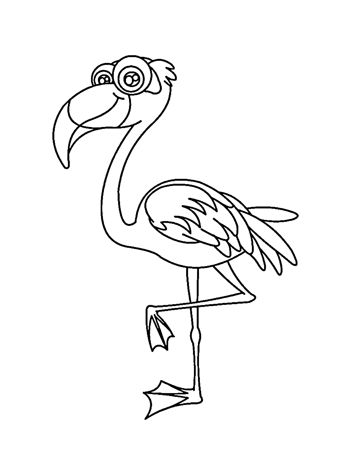 Flamingo with Big Eyes Coloring Pages