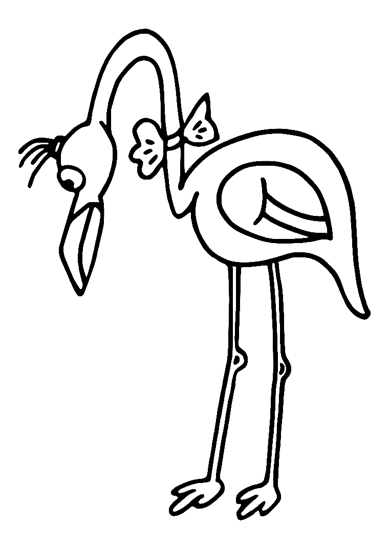 Flamingo with a Bow Coloring Page