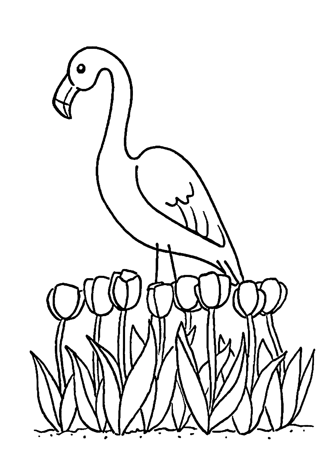 Flamingos and Flowers Coloring Pages
