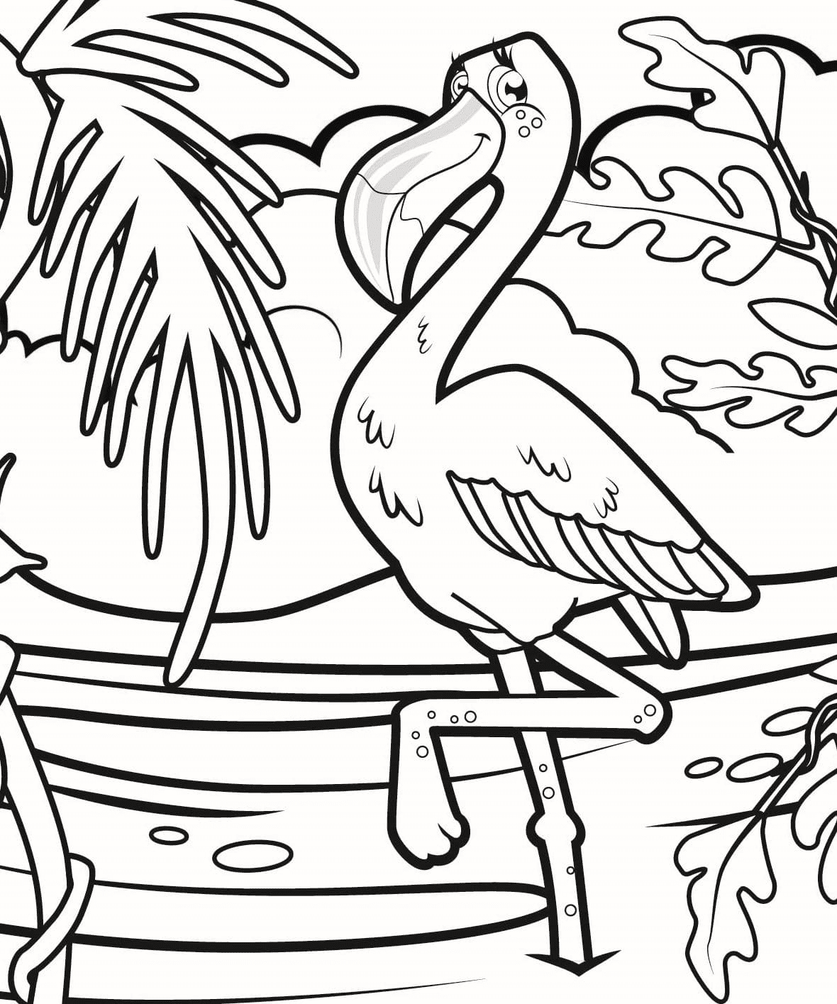 Flamingos in a Nature Reserve Coloring Page