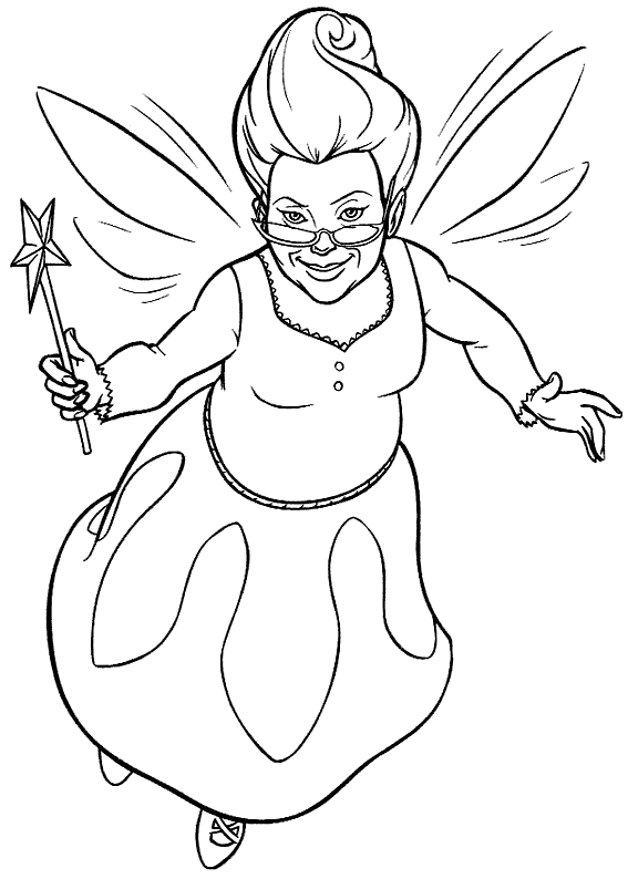 Flying Fairy from Shrek Coloring Page