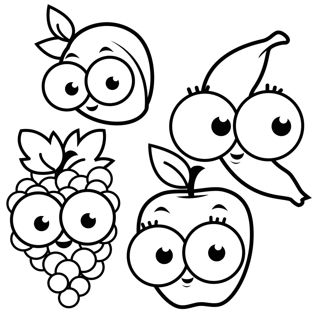 Fruits Set Coloring Page