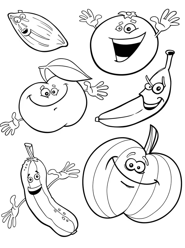 Fruits and Vegetables Coloring Page