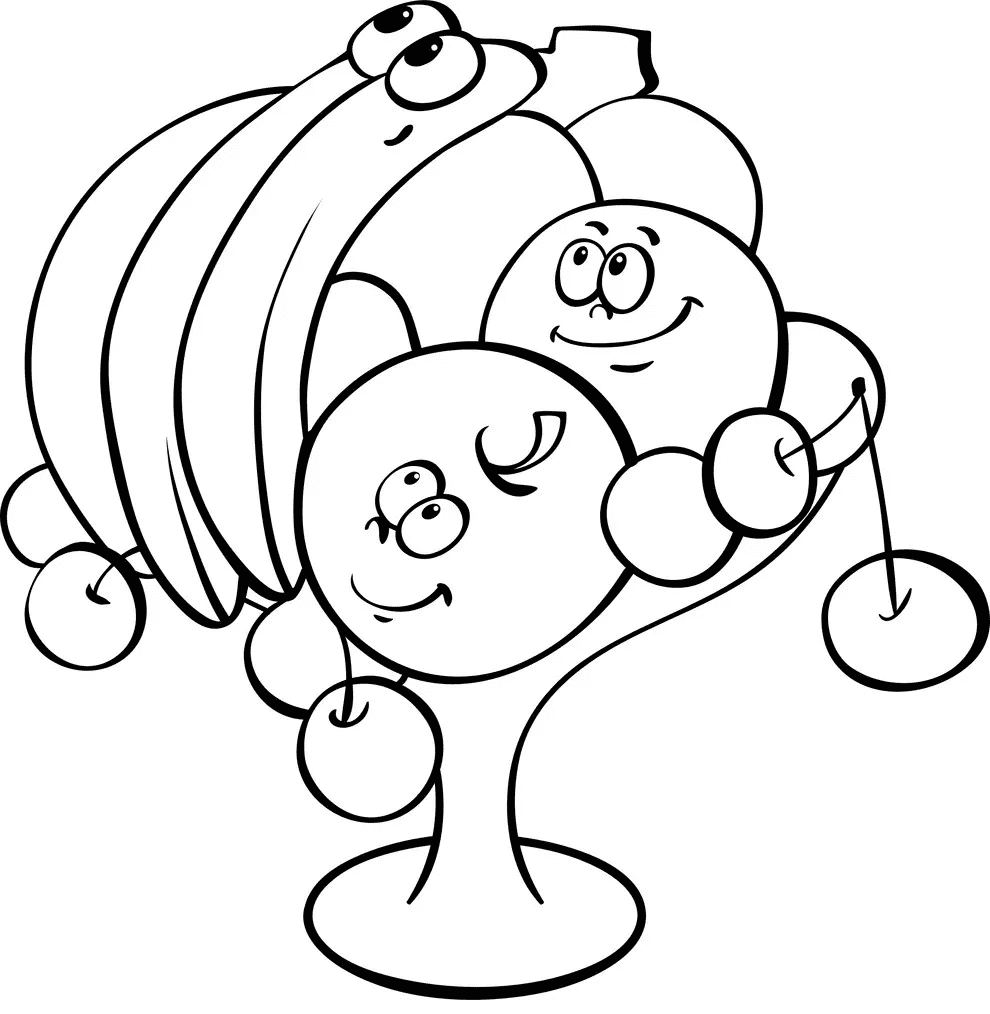 Fruits in Vase Coloring Pages