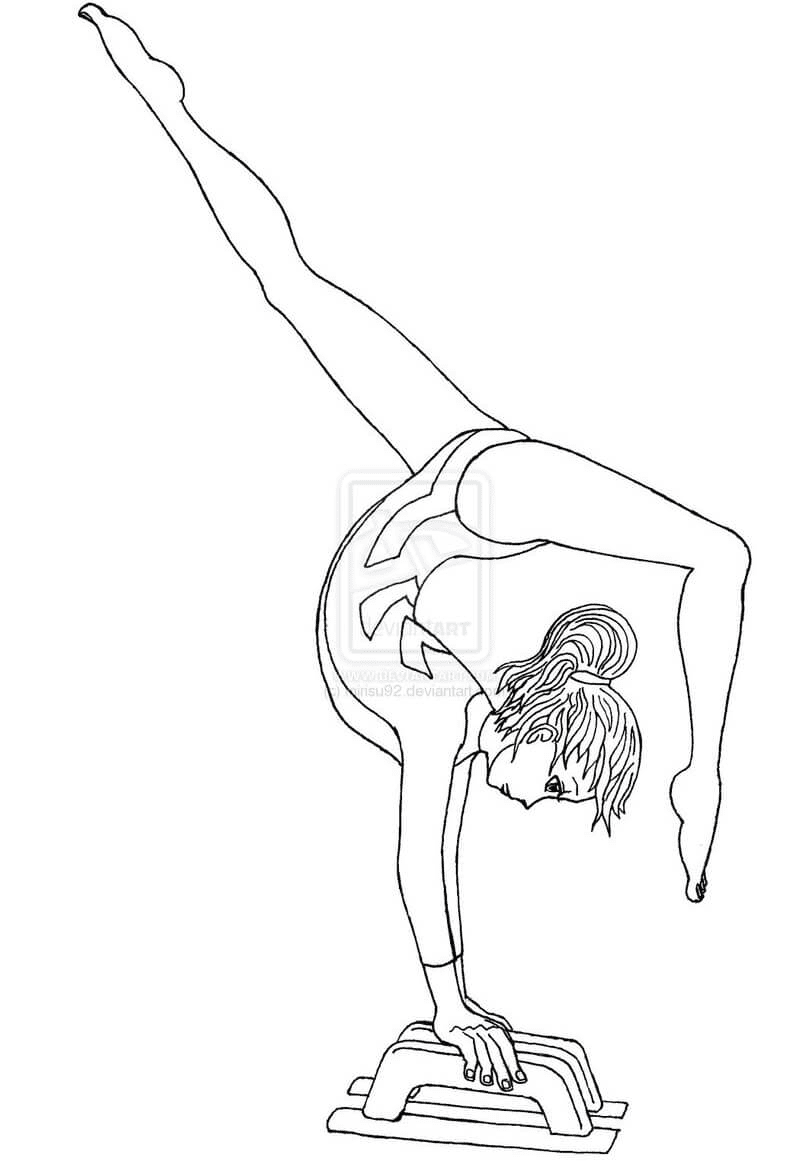 Full Turn on Balance Beam Gymnastics Coloring Pages
