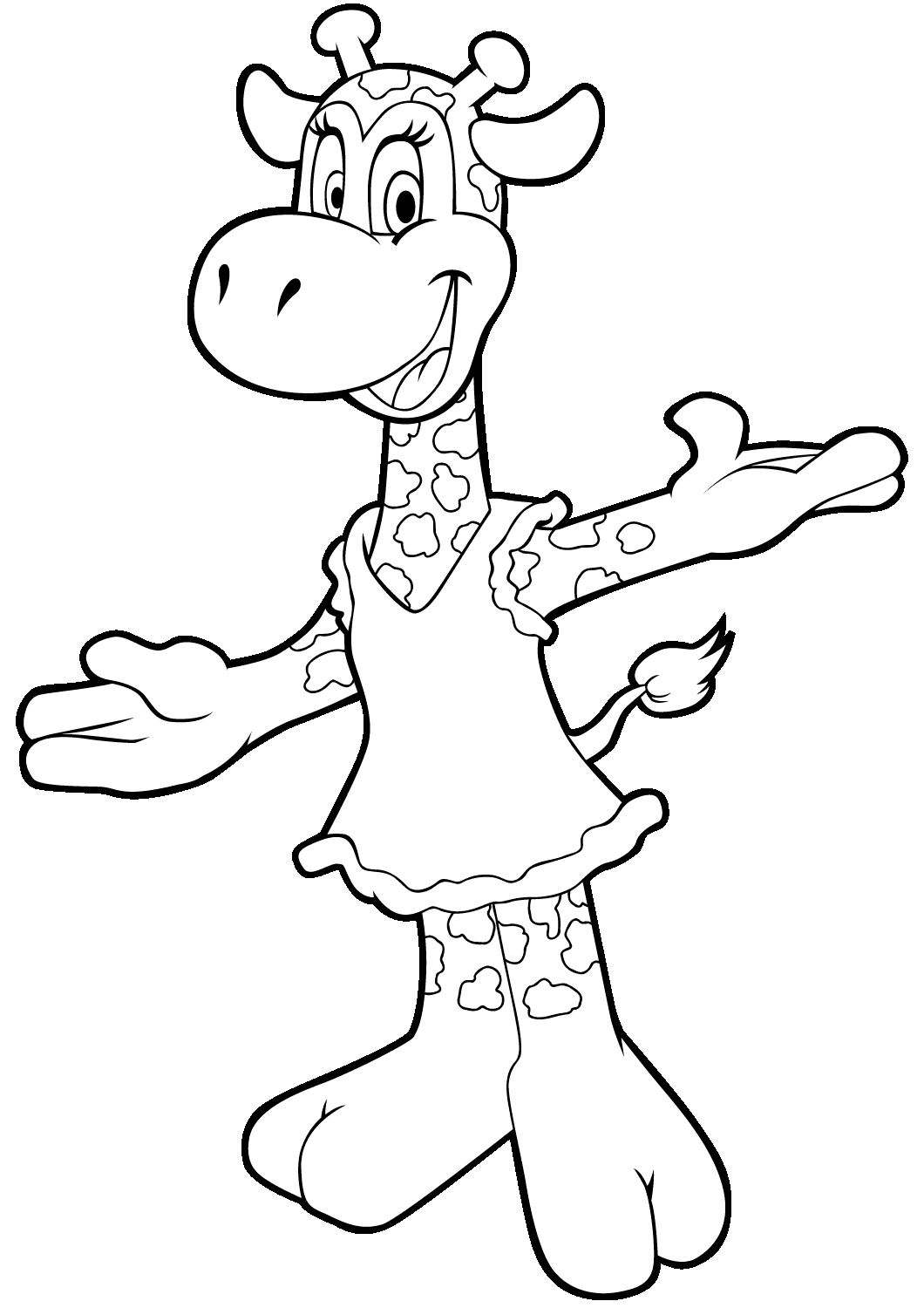 Fun Cartoon Giraffe Coloring Page