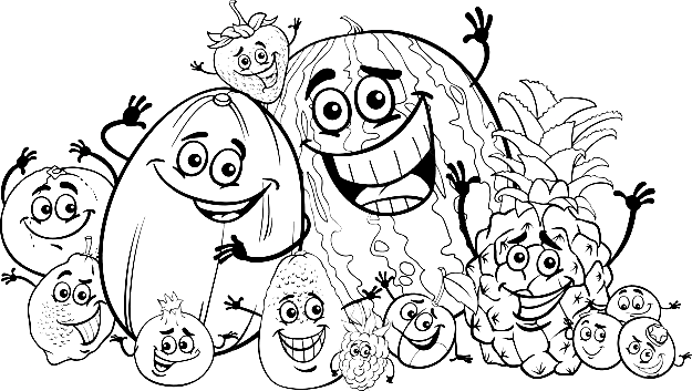 Fun Fruits Coloring Page
