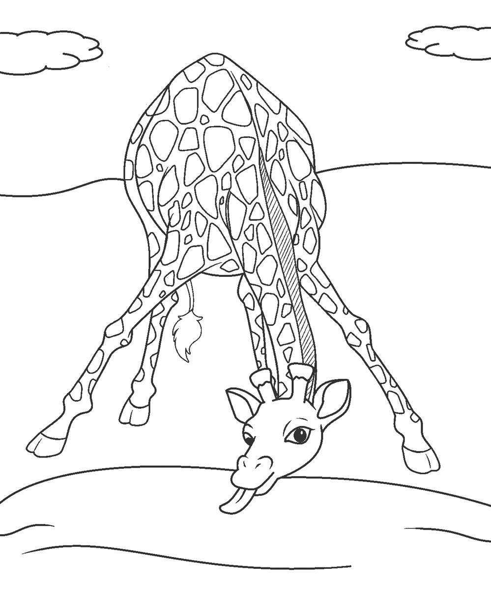Funny Giraffe Coloring Page