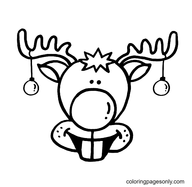 Funny Rudolph Face Coloring Page