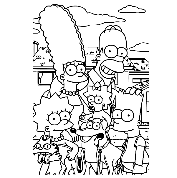 Funny Simpson Family Coloring Page