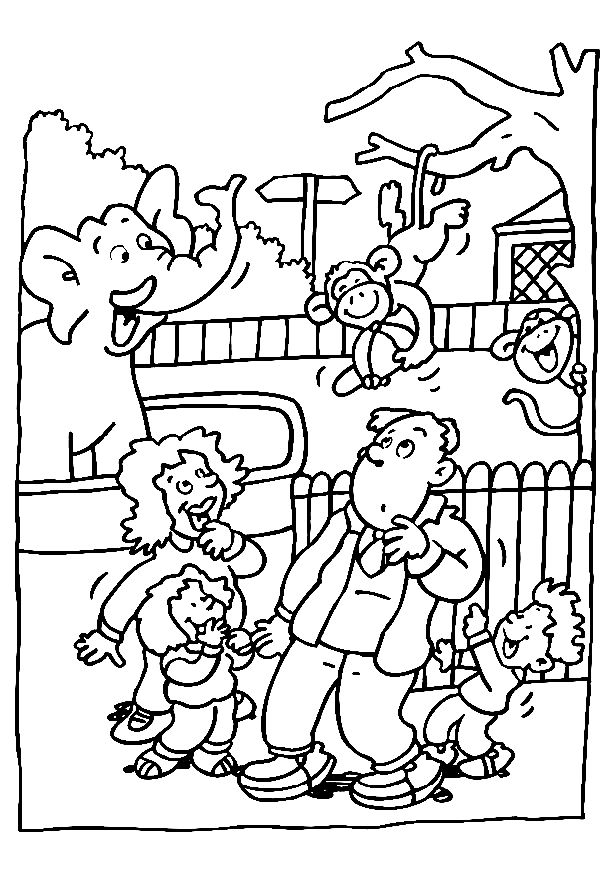 Funny Zoo Animals Coloring Page