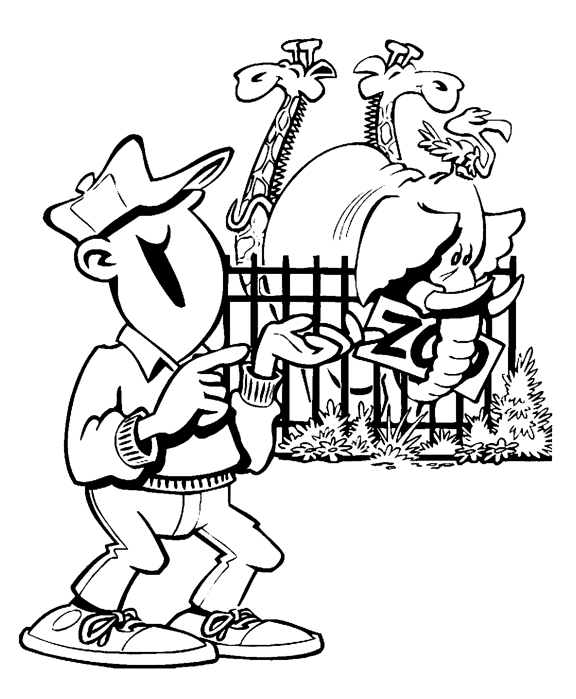 Funny Zoo Coloring Page