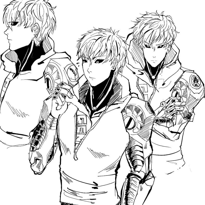 Genos from One Punch Man Coloring Page