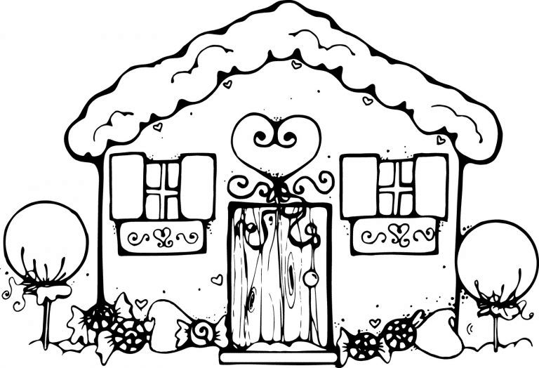 Gingerbread House For Kids Coloring Page