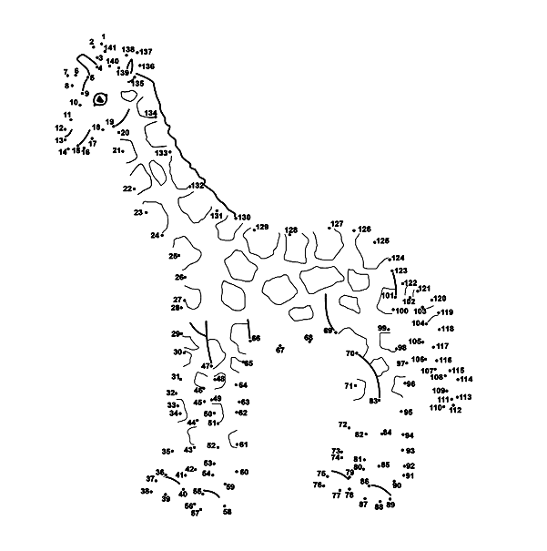 Giraffe Dot To Dots Coloring Pages