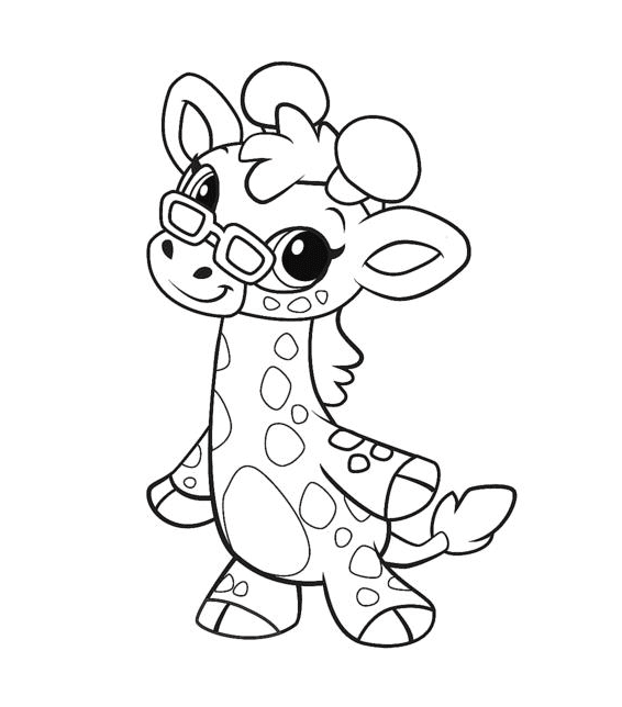 Giraffe Wearing Glasses Coloring Page