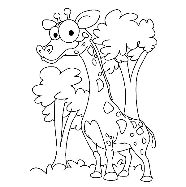 Giraffe With Big Eyes Coloring Pages