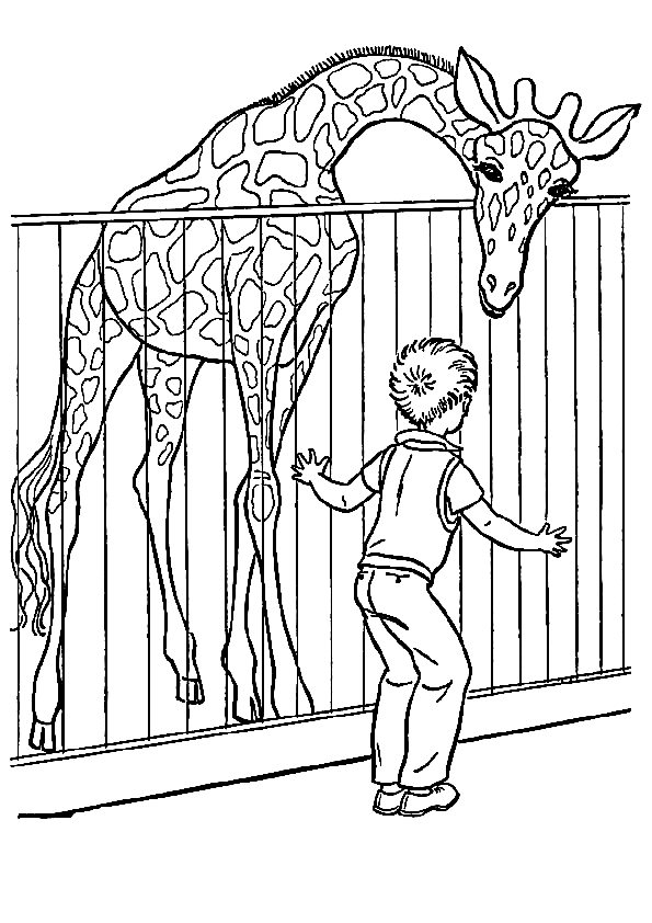 Giraffe in Zoo Coloring Page