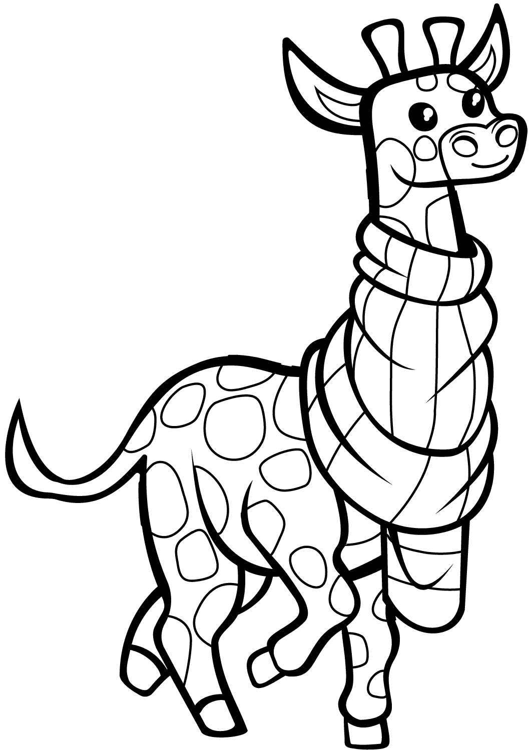 Giraffe with Scarf Coloring Page
