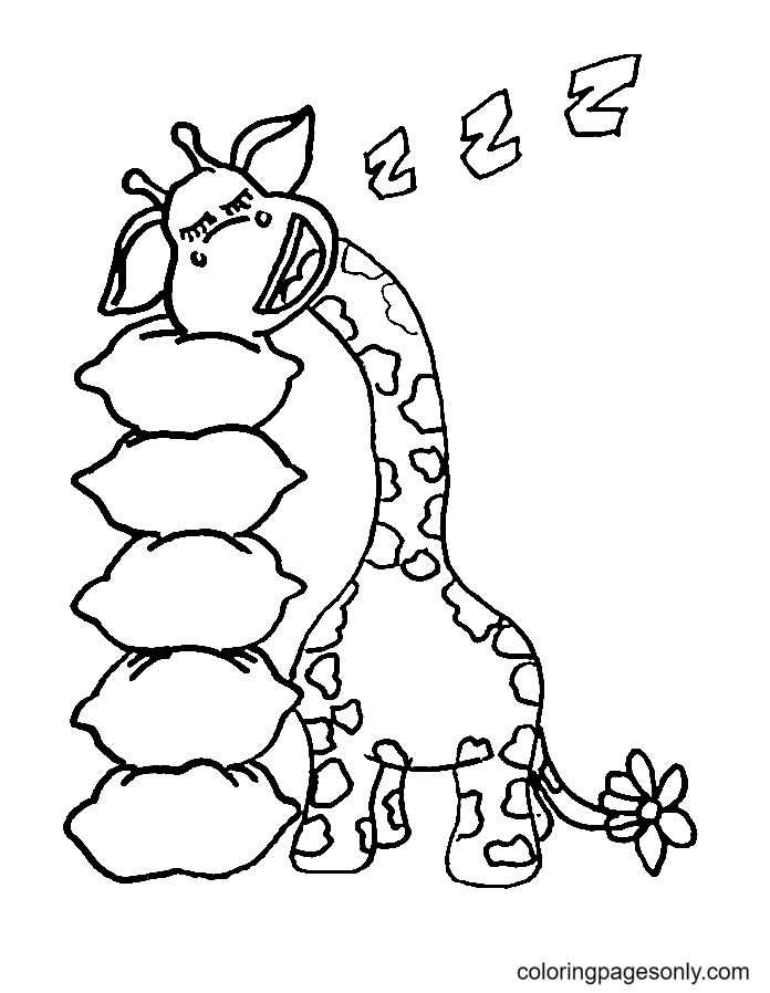 Giraffes Dozed Off Coloring Page