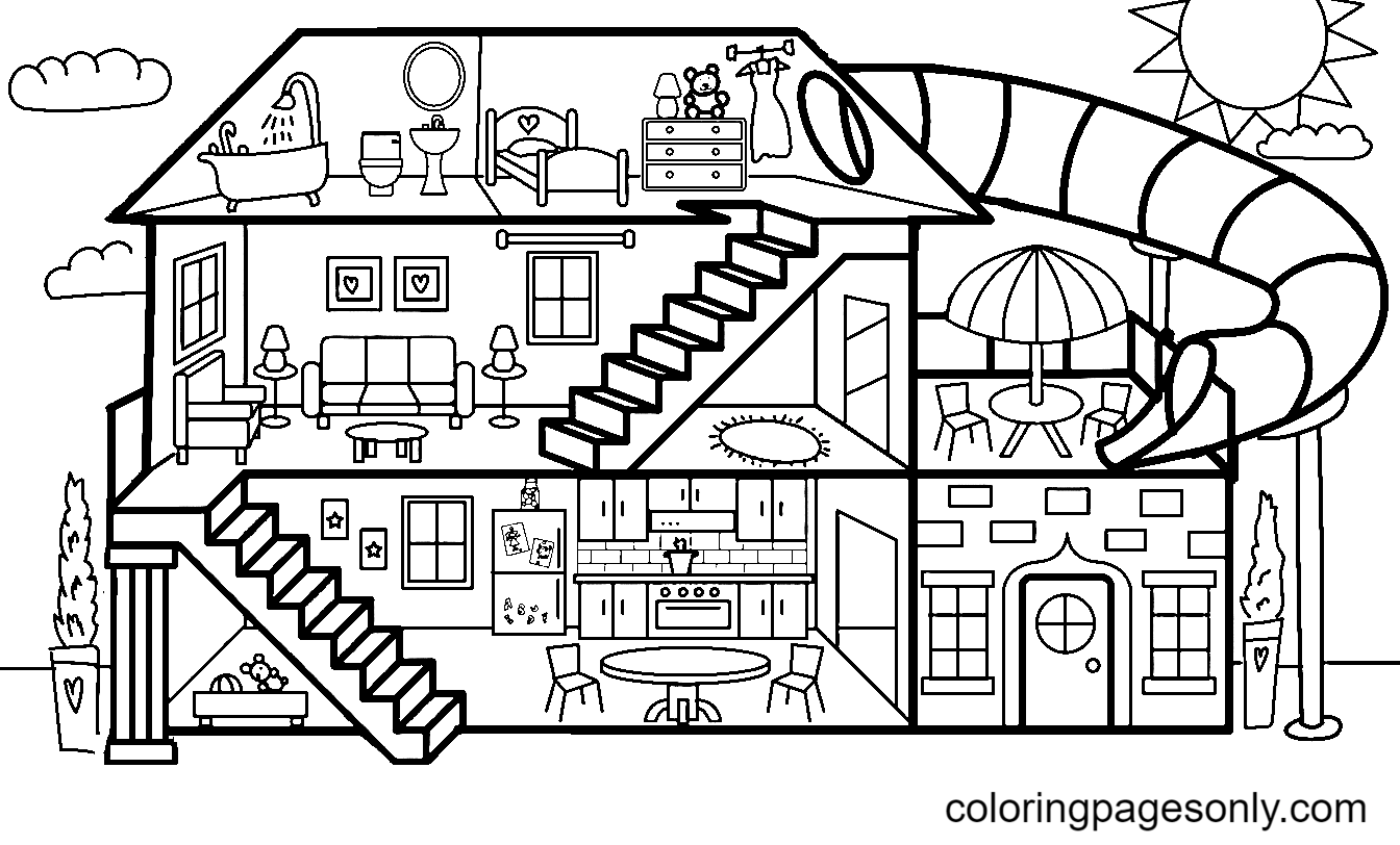 Glitter House Coloring Pages