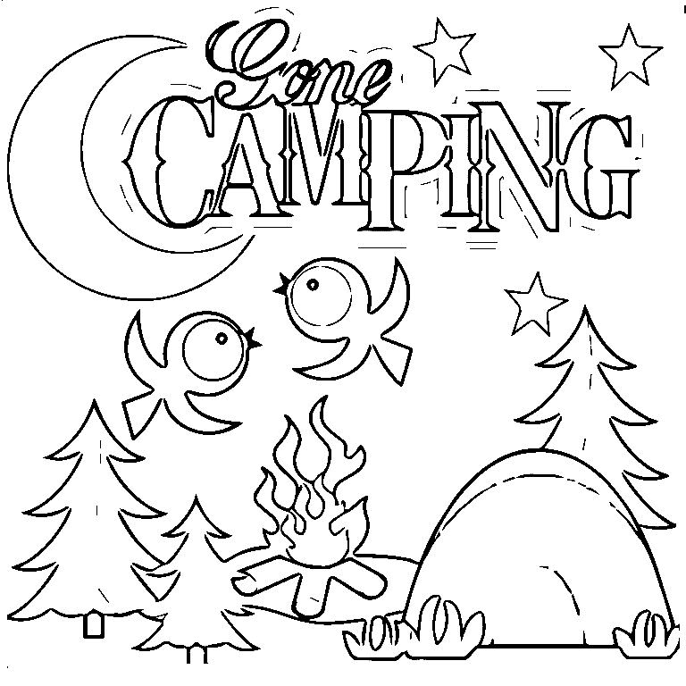 Página para colorir de acampamento