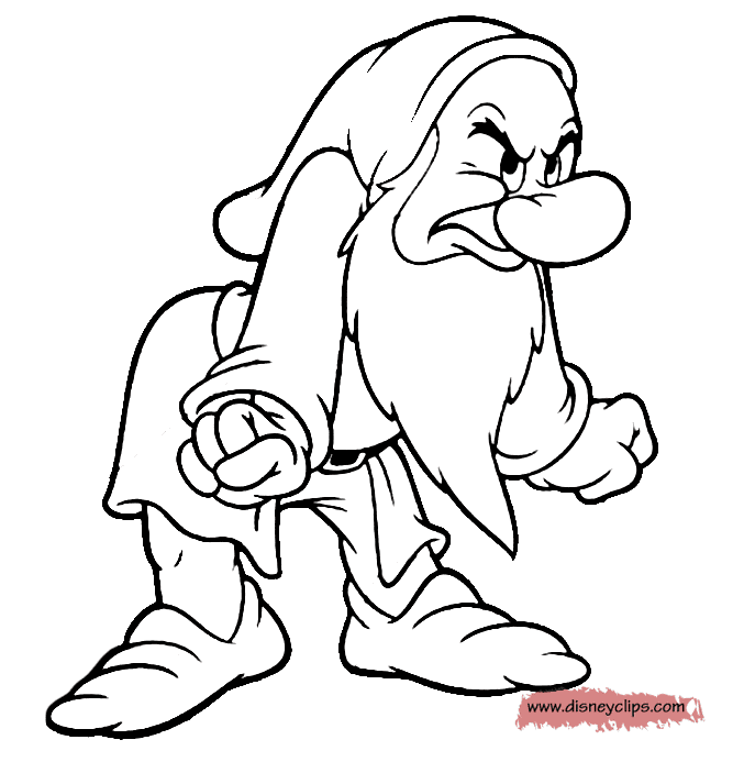 Grumpy clenching his fists Coloring Page
