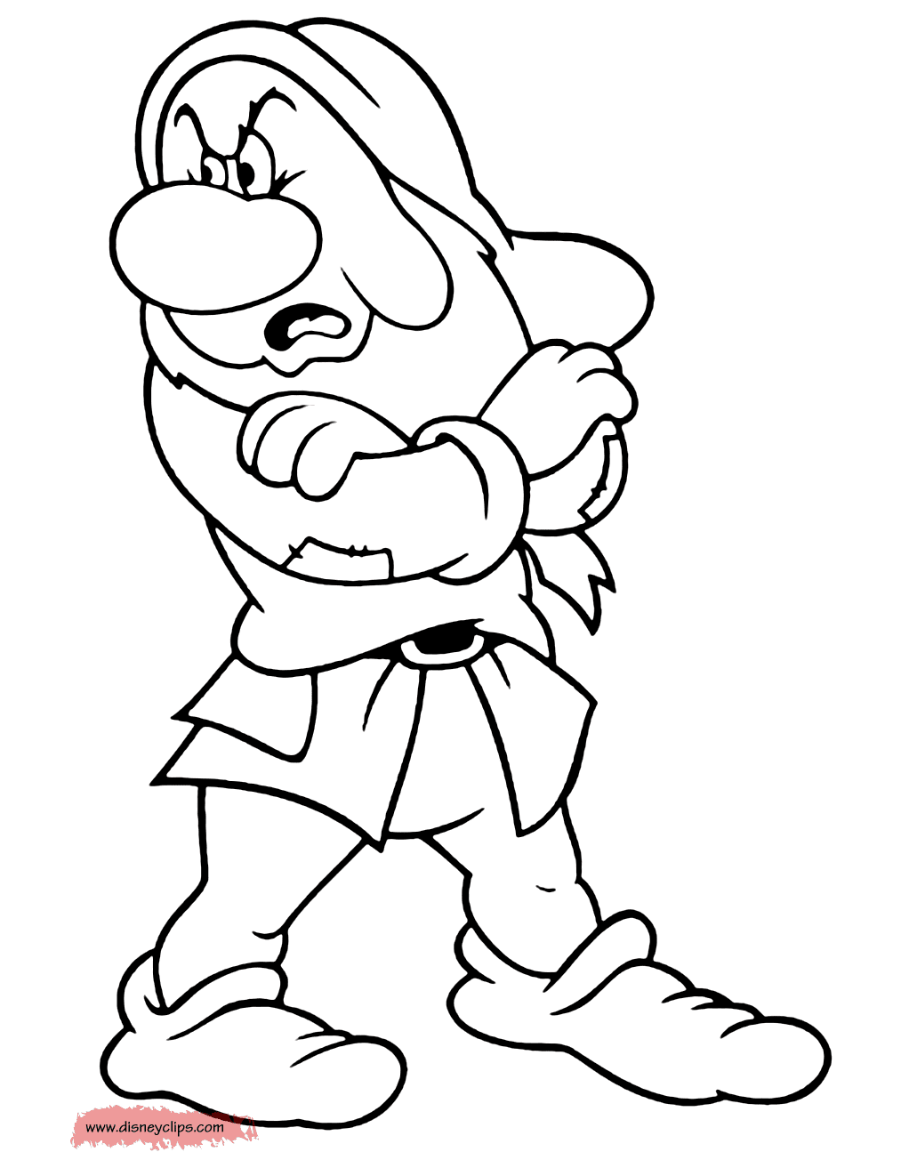 Grumpy standing with crossed arms Coloring Page