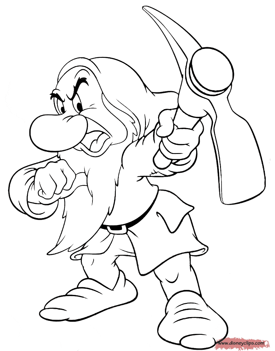 Grumpy with a pickaxe Coloring Page