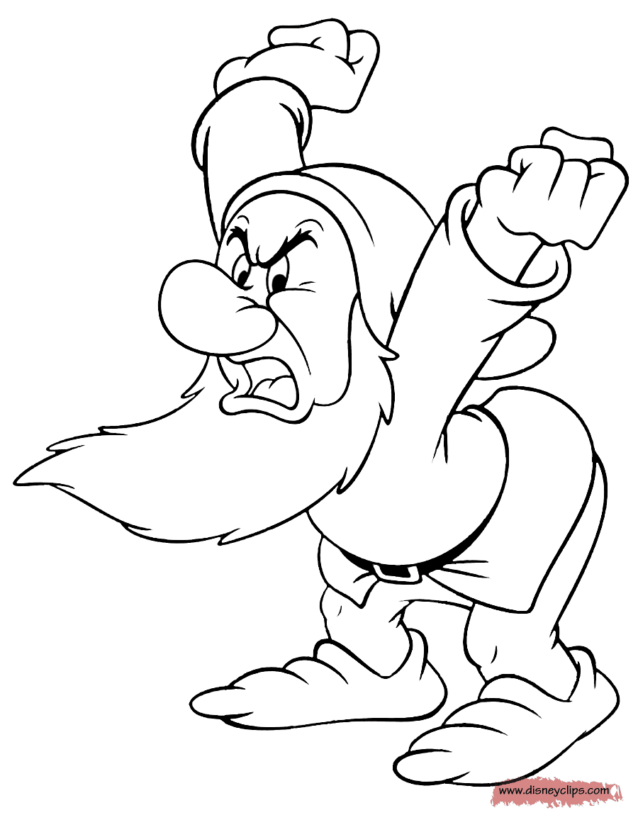 Grumpy with raised fists Coloring Page