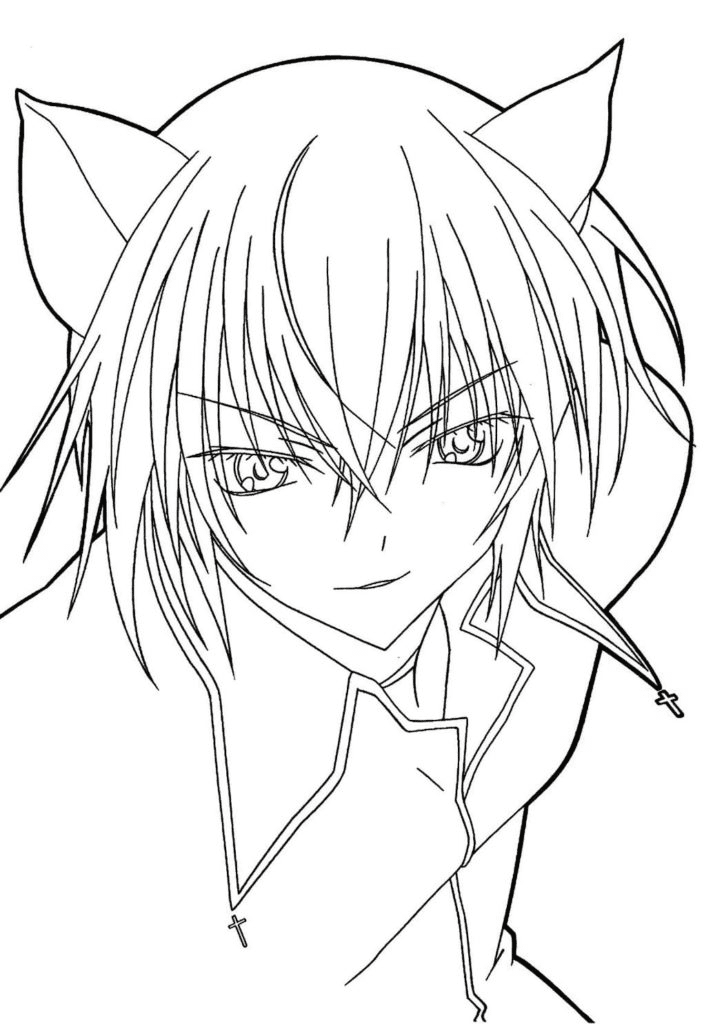 Guy with cat ears Coloring Page