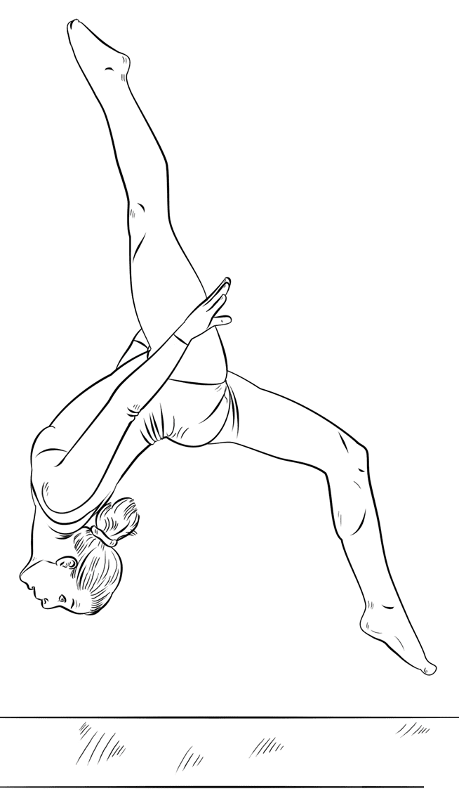 Gymnast on a beam Coloring Pages