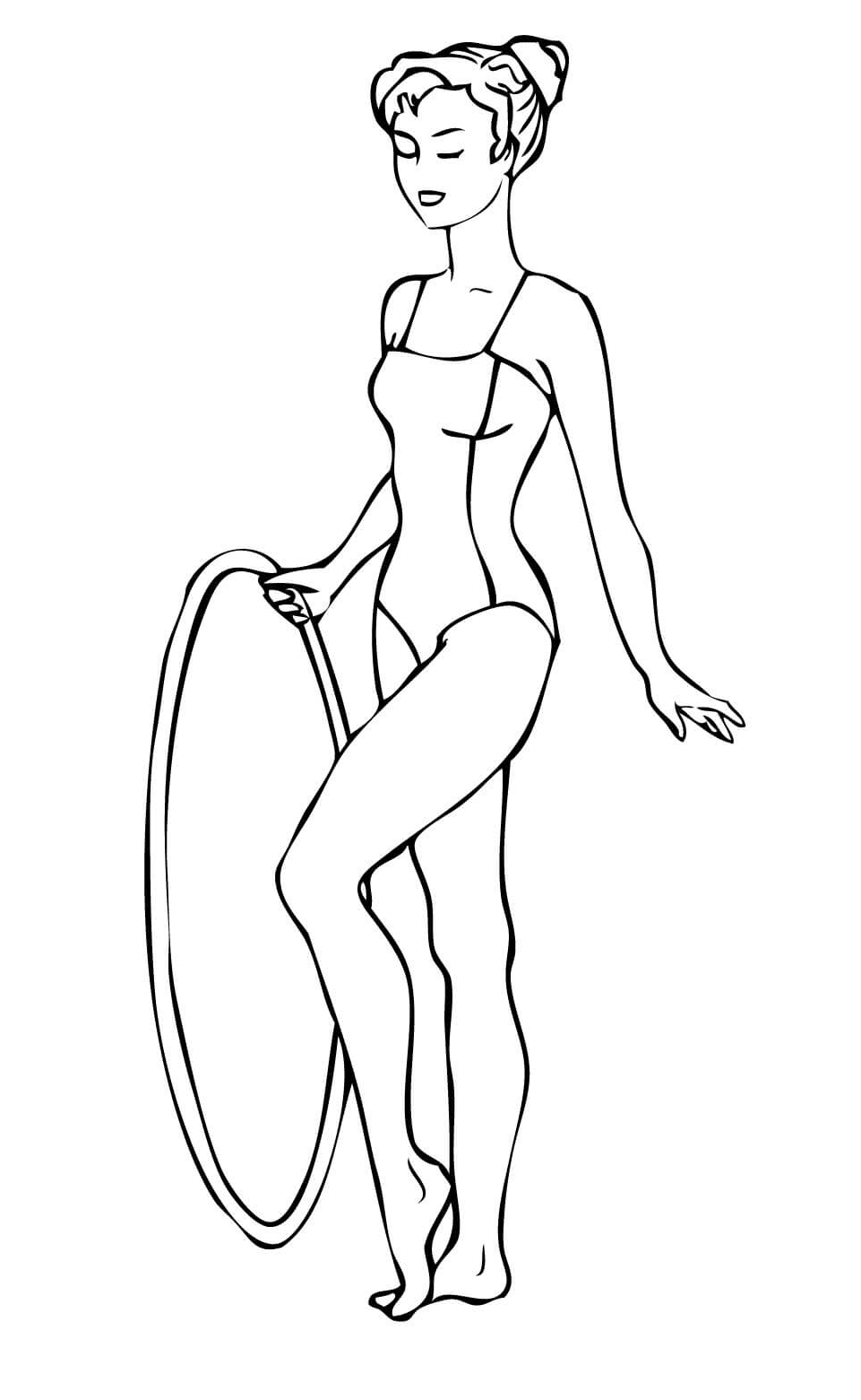 Gymnastics Routine with a Hoop Coloring Page