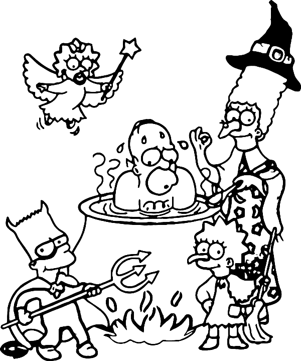 Halloween Simpsons Family Coloring Page