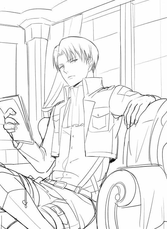 Handsome Levi Ackermann Coloring Page