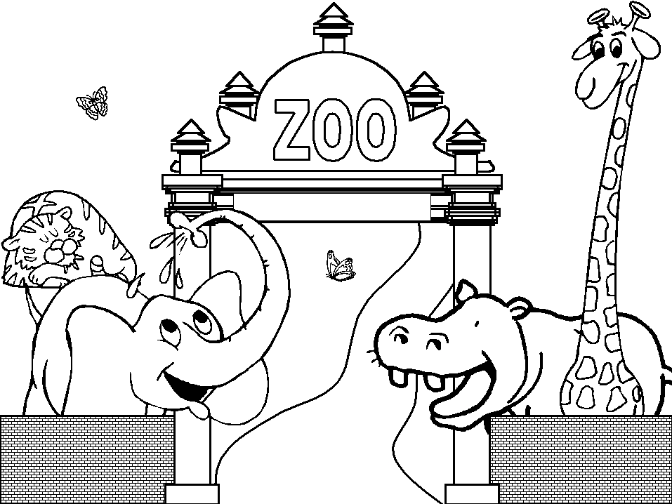 Animais felizes do zoológico