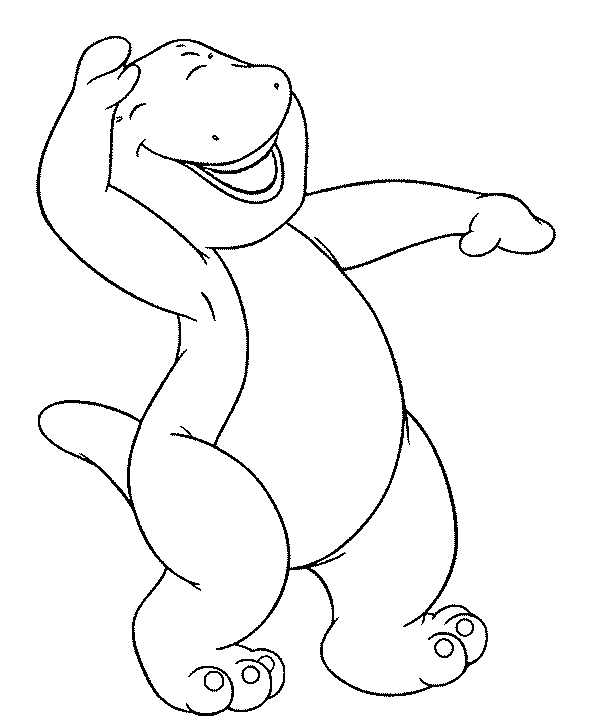 Happy Barney Dinosaur Coloring Page