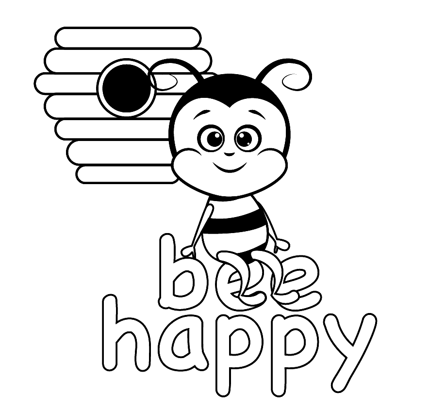 Coloriage abeille heureuse