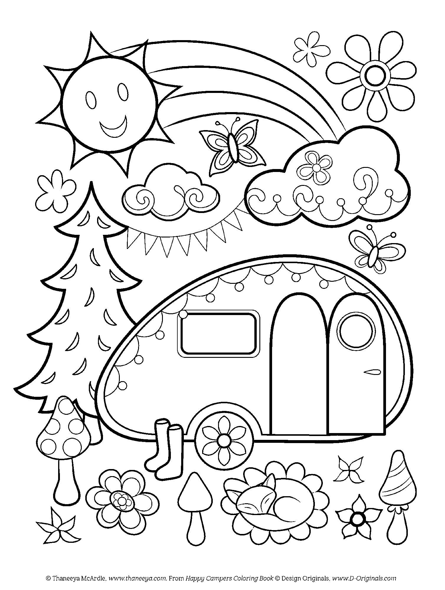 Happy Camping Coloring Page
