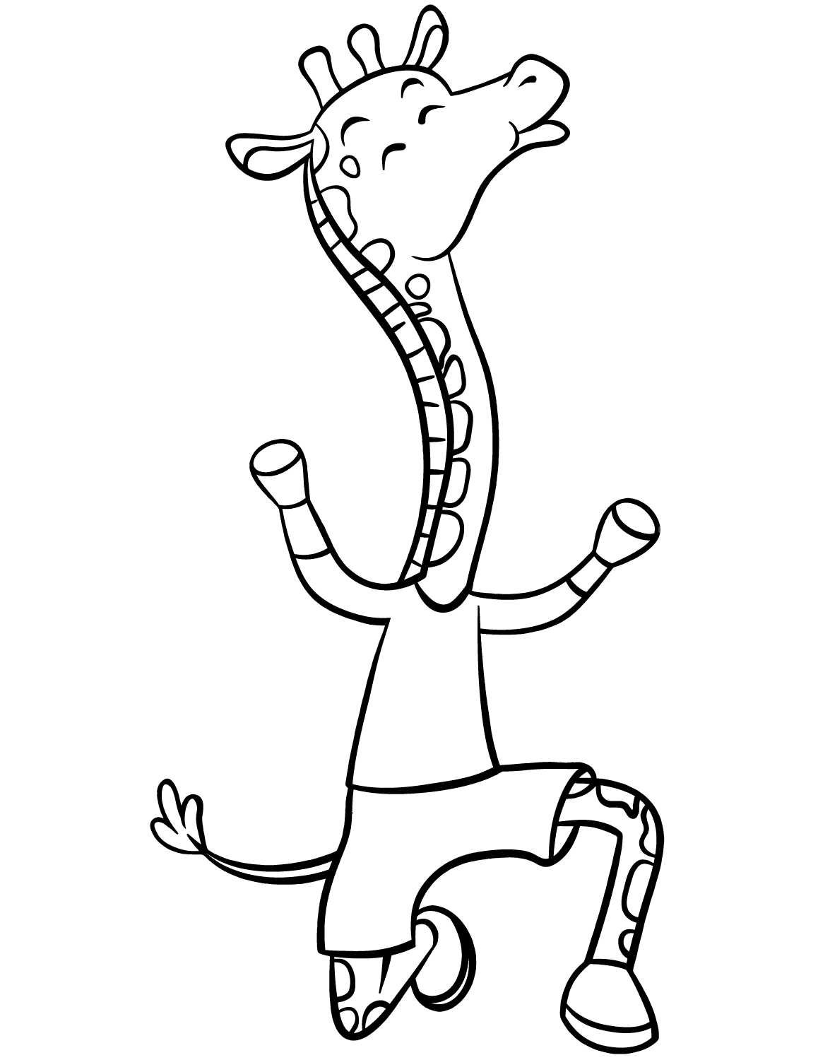 Happy Cartoon Giraffe Coloring Page