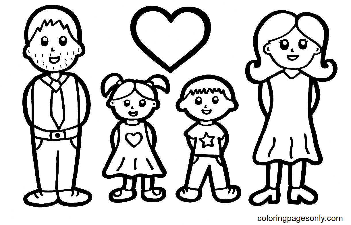Happy Family For Children Coloring Pages