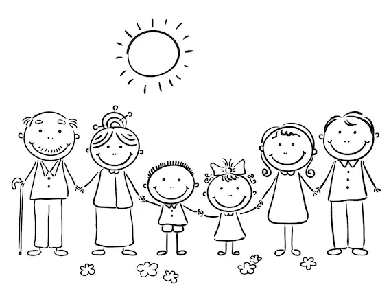Happy Family for Kids Coloring Page