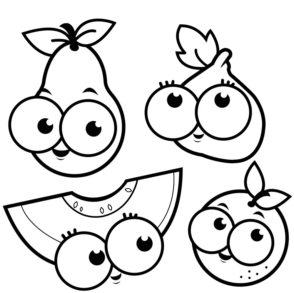 Happy Fruit Coloring Pages