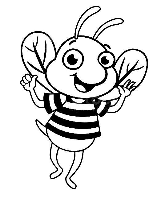 Happy Little Bee Coloring Page