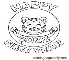Happy New Year 2022 Coloring Pages