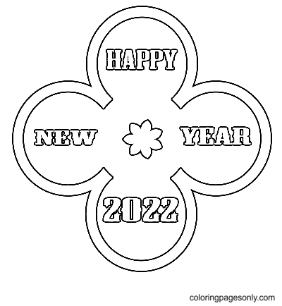 Happy New Year 2022 for Kids Coloring Pages