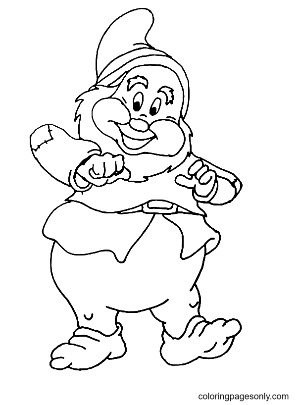 Happy from Snow White and the Seven Dwarfs Coloring Page