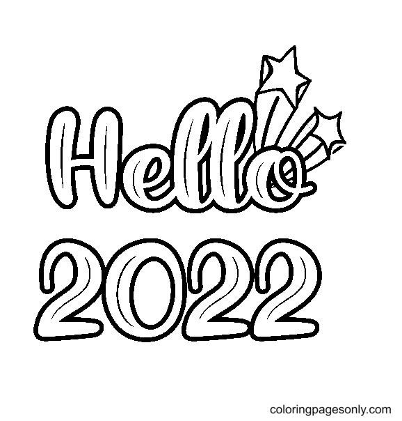 Hello 2022 Coloring Page