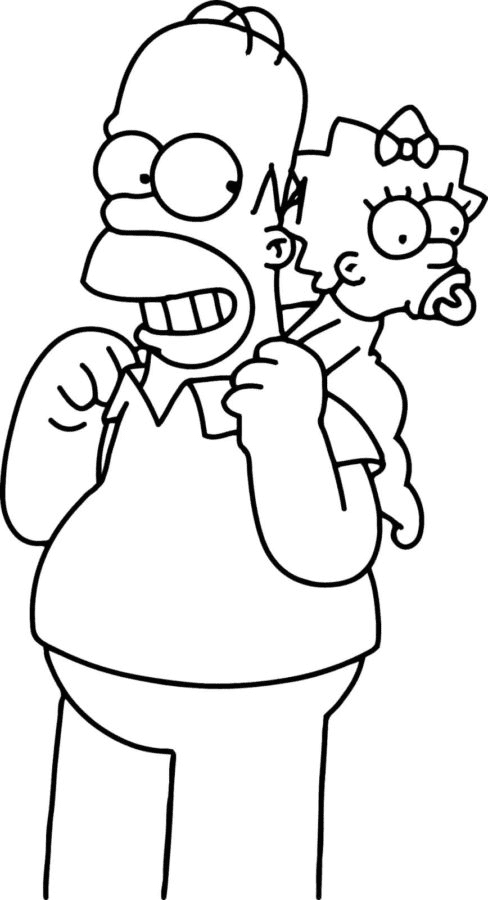 Homero y Maggie de Los Simpson